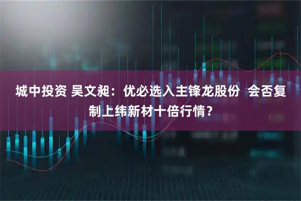 城中投资 吴文昶：优必选入主锋龙股份  会否复制上纬新材十倍行情？