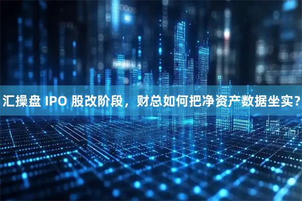 汇操盘 IPO 股改阶段，财总如何把净资产数据坐实？